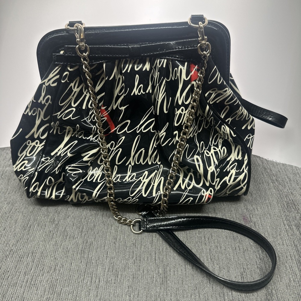 KATE SPADE OOH LA LA LIZZIE HANDBAG LADY JAMES BLACK PATENT LEATHER